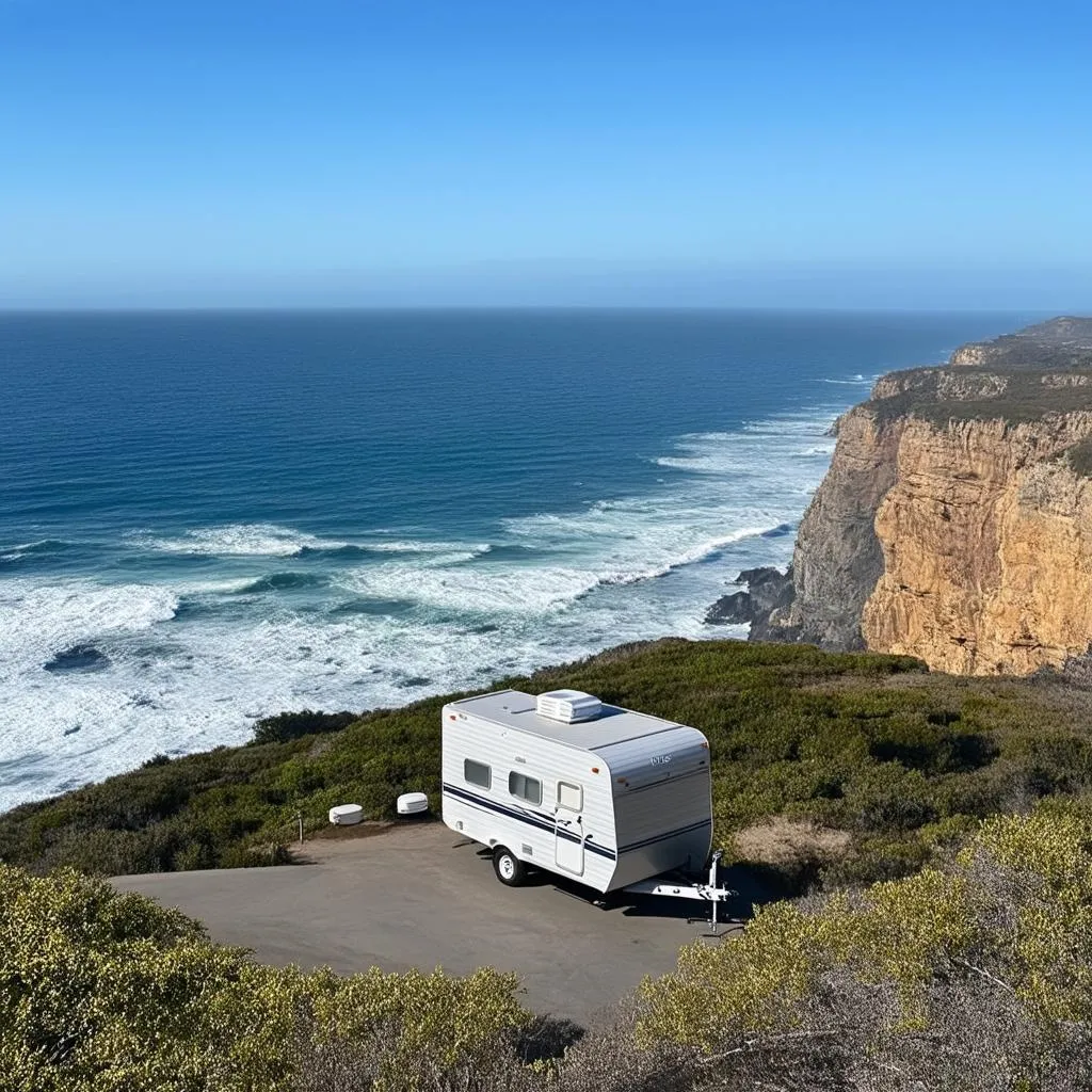 Travel Trailer on Pacific Coast Highway