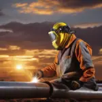 Travel Welder Working on Pipeline