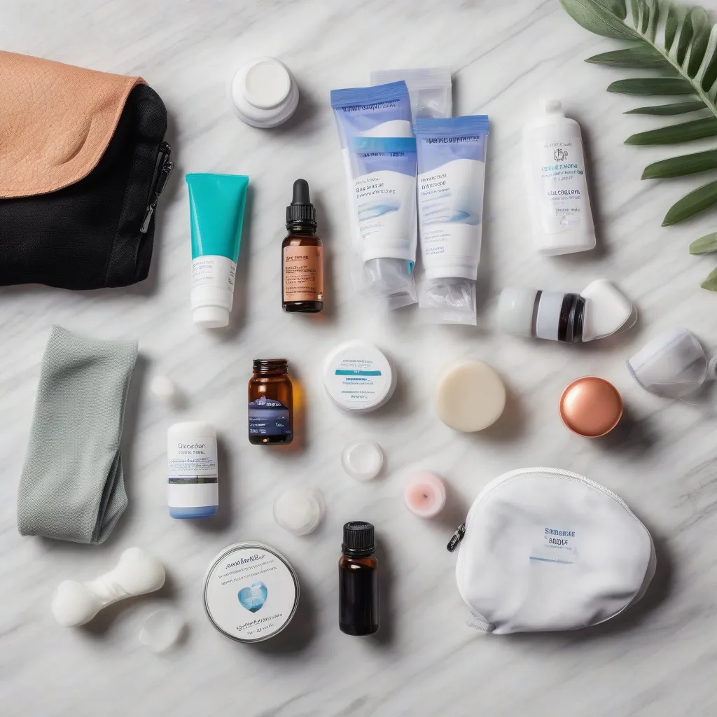 Essential items for a travel wellness kit