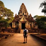 Traveler at an Ancient Temple