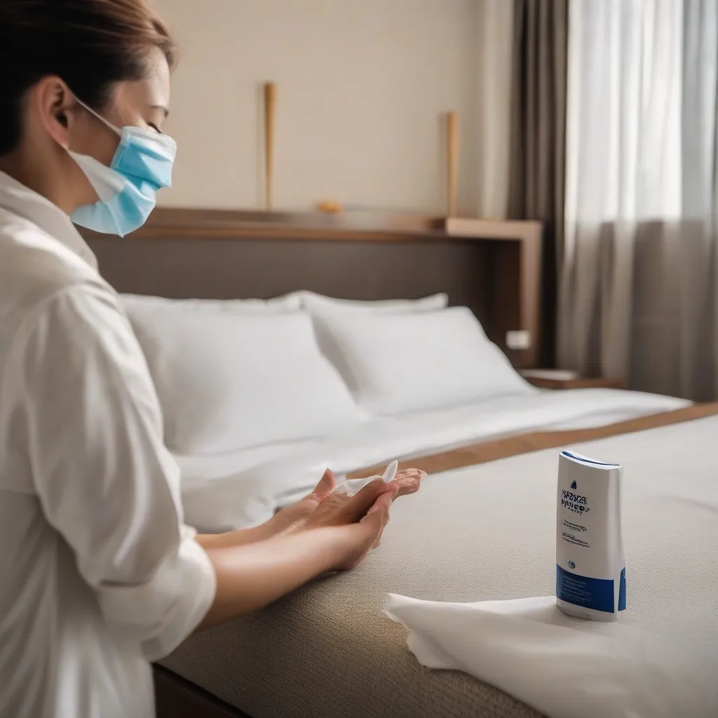 Traveler Cleaning Hotel Room