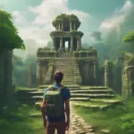 Traveler Exploring Ancient Ruins