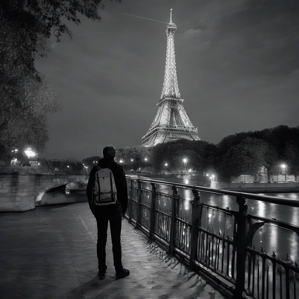 Traveler Gazing at Eiffel Tower