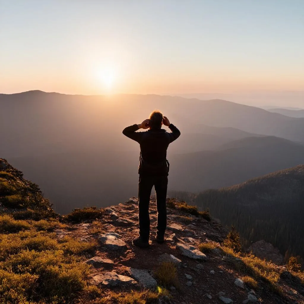 Traveler Listening to Nature