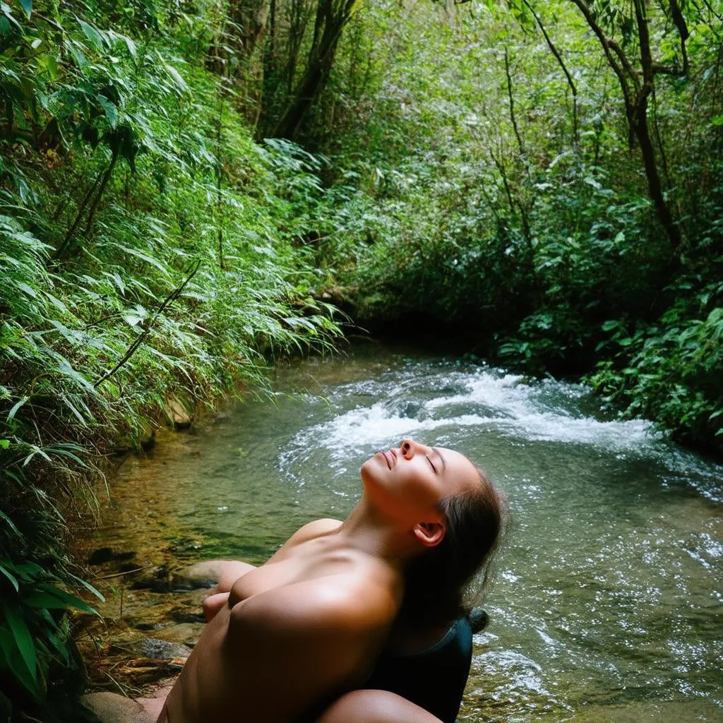 Traveler Listening to Nature Sounds