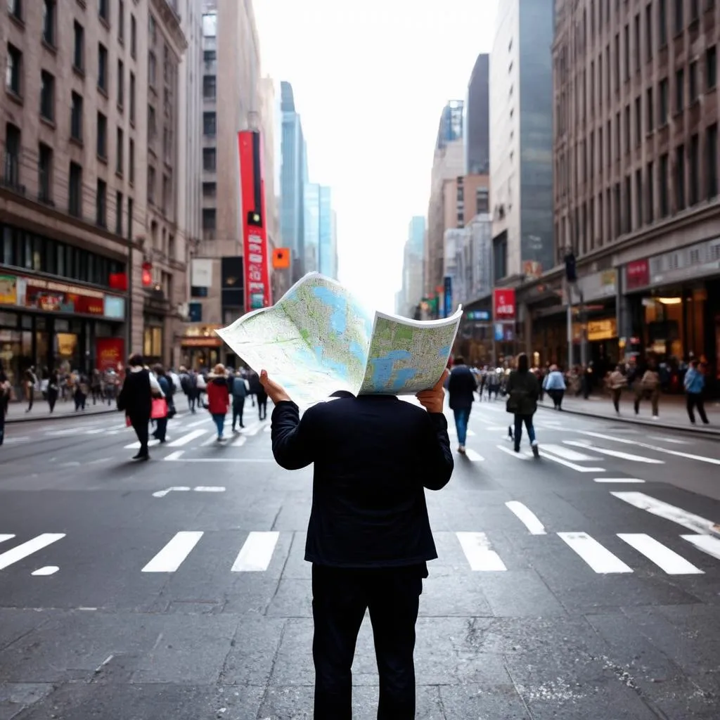 Traveler Exploring with a Map