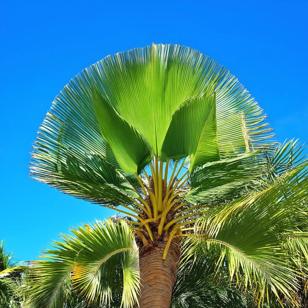 A traveler palm stands tall