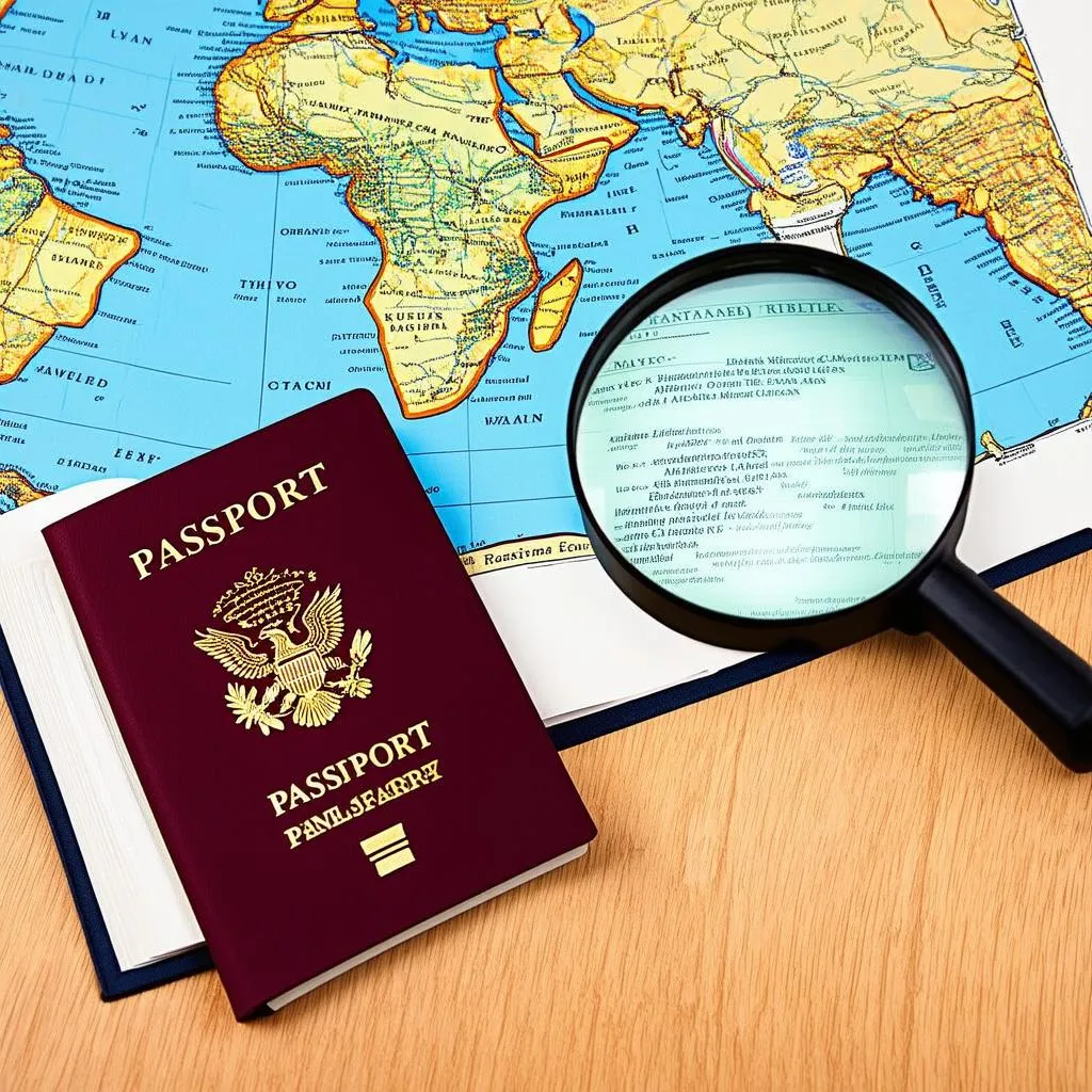 Passport and Map on a Table