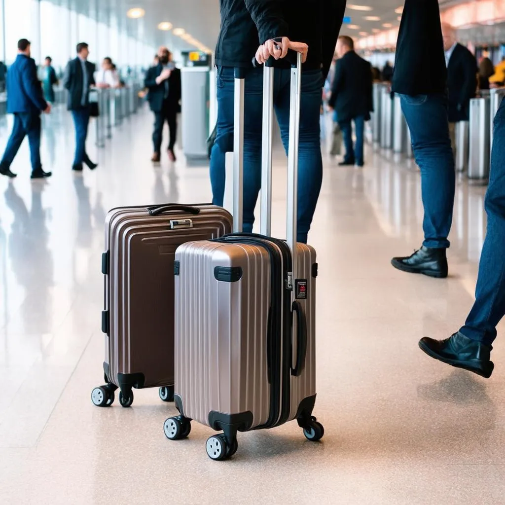 Traveler Pulling Suitcase