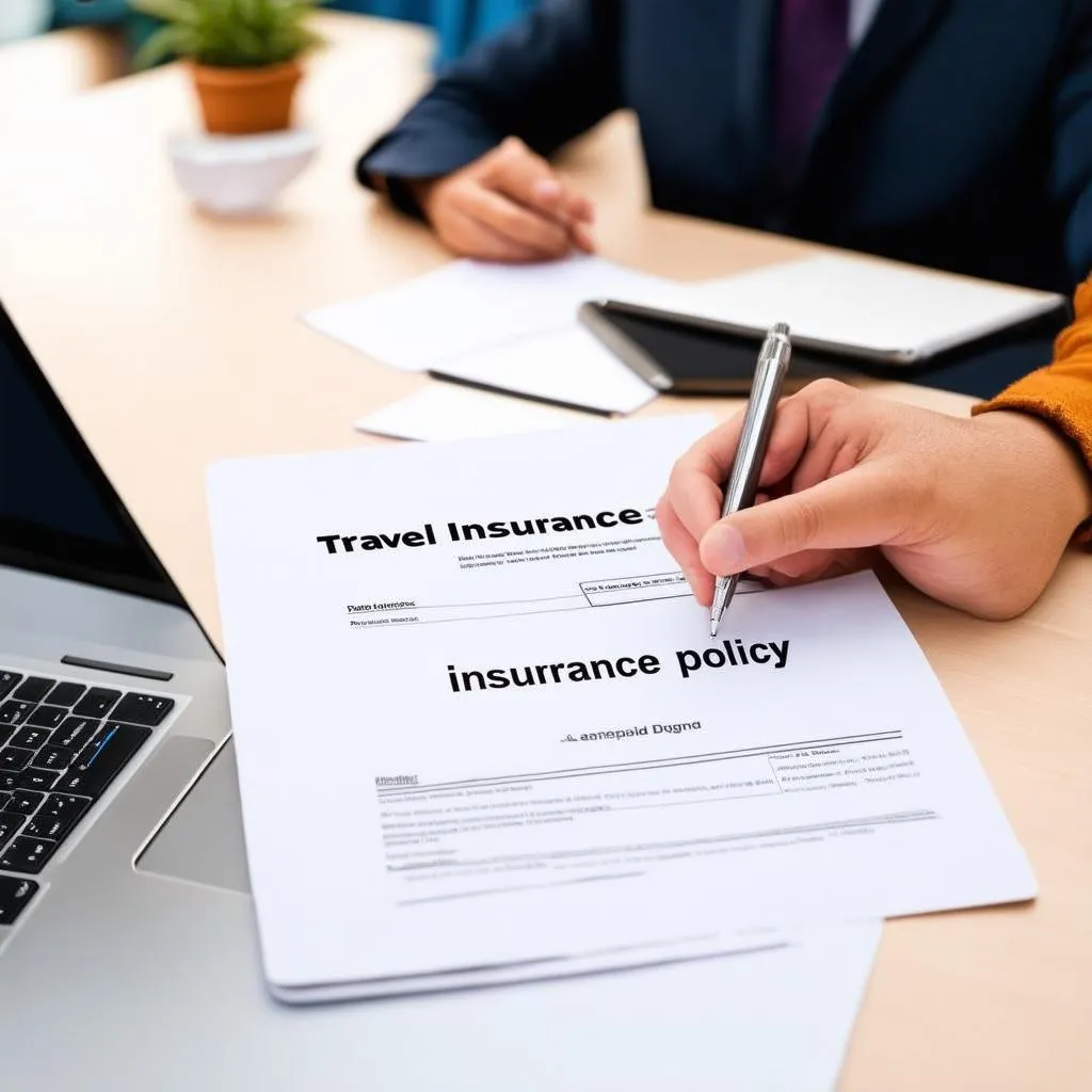 Traveler Reading Insurance Policy