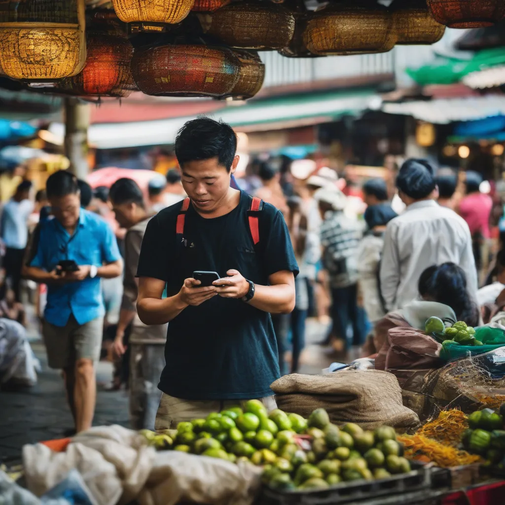 Traveler Using AI Translation App