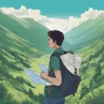 Traveler with Backpack and Map