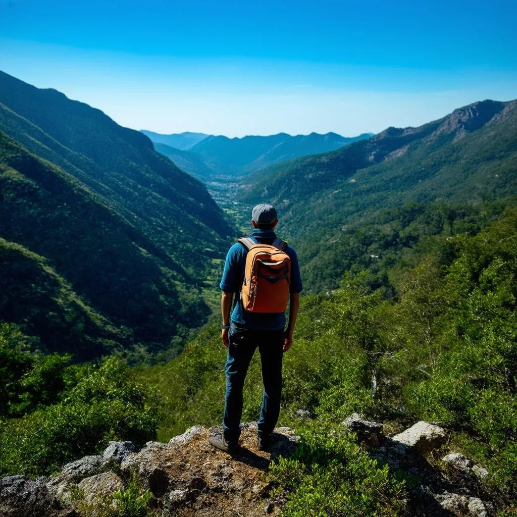 Traveler on a Mountain Top