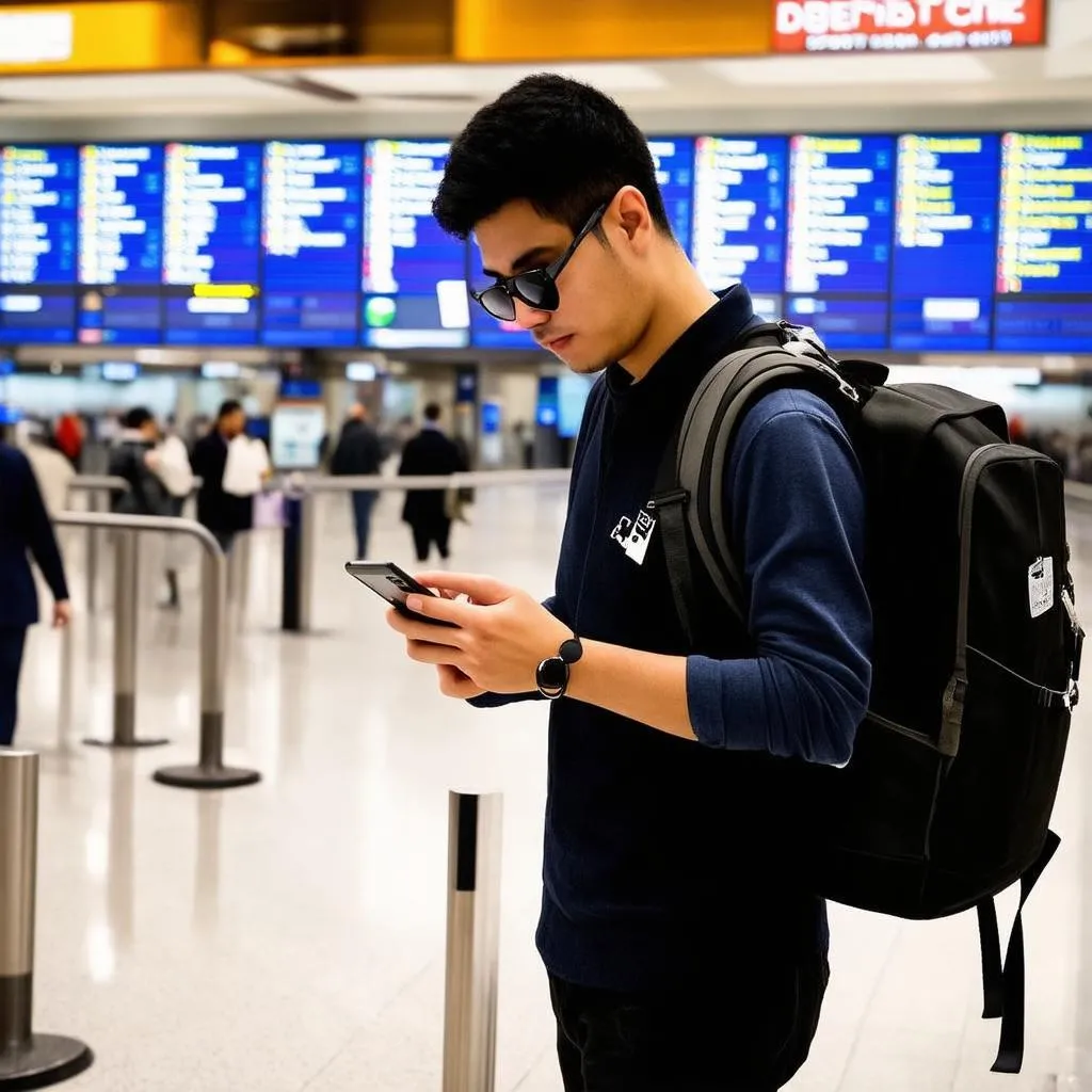 Traveler with vape at airport