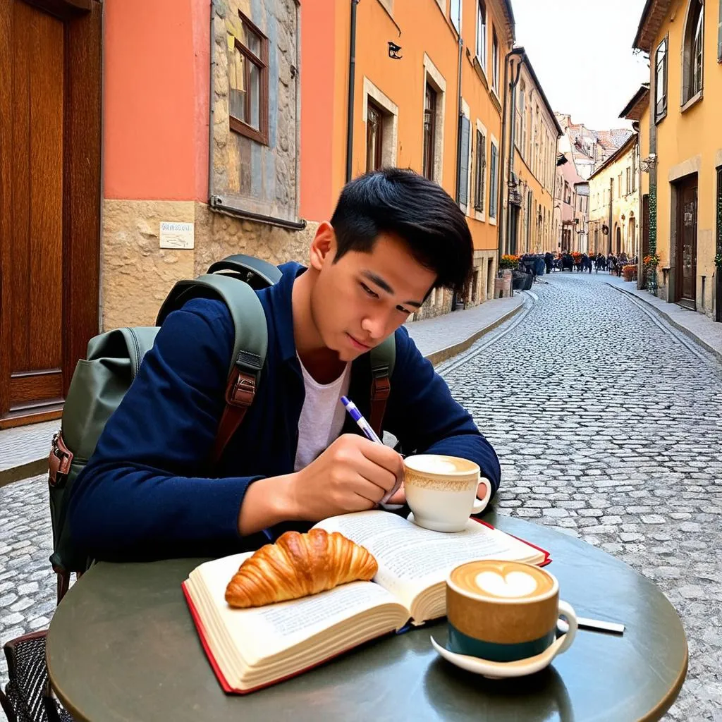 Traveler Writing in Journal