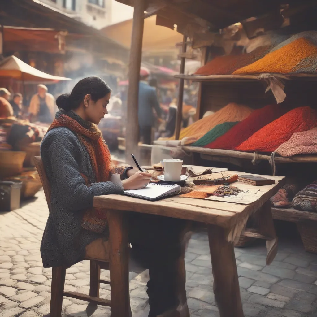 Traveler Writing in Notebook