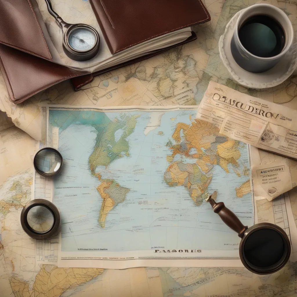 Traveler's Cheques and Passport on a Map