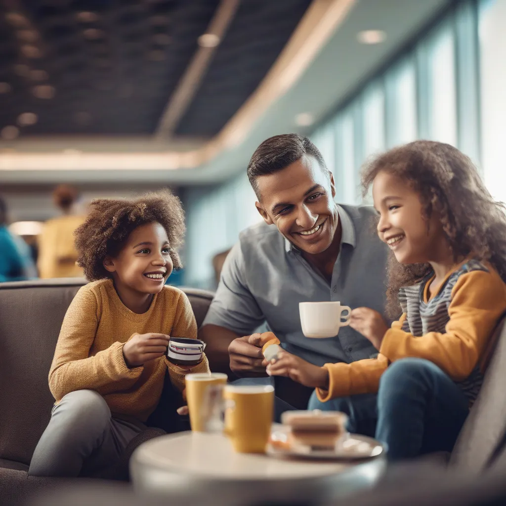 Happy Family Enjoying Airport Lounge Access