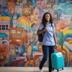 Traveling Nurse with Luggage