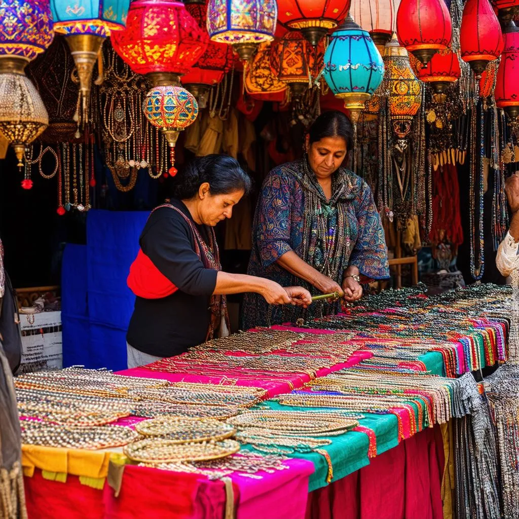 Traveling Salesperson Selling at a Market