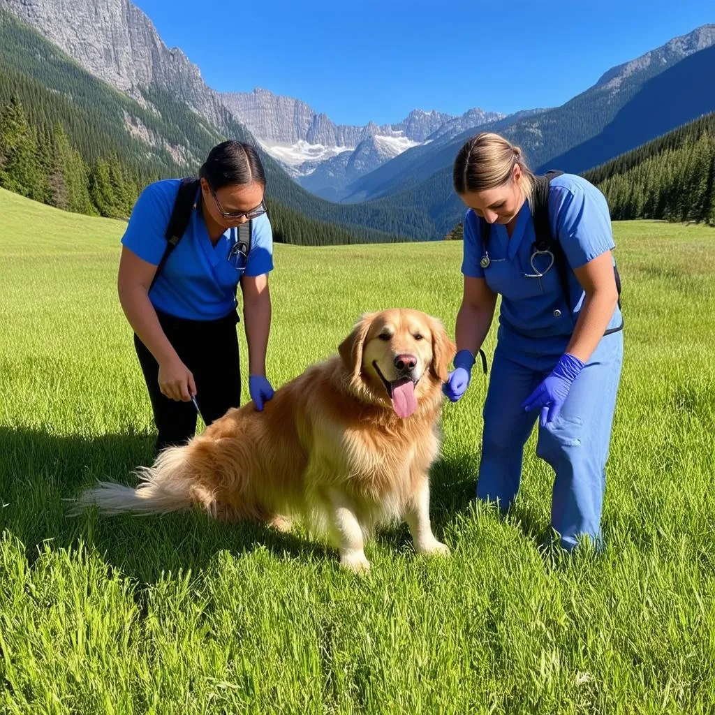 Traveling Vets Examining Dog