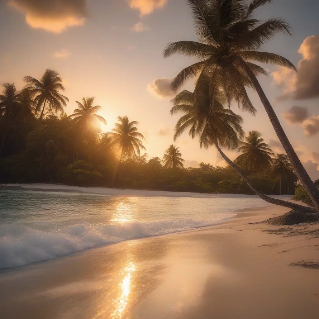 Beautiful Beach with Palm Trees