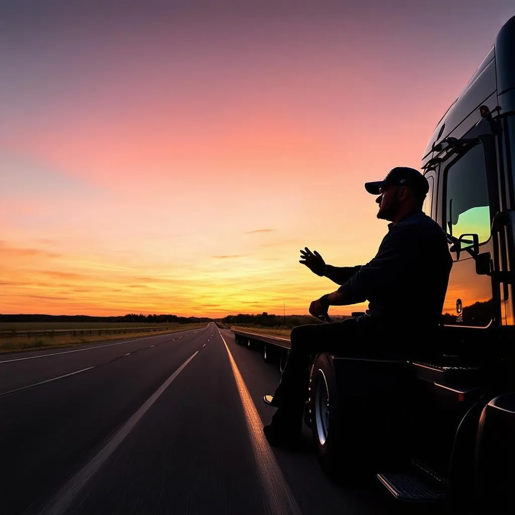 Truck Driver at Sunset