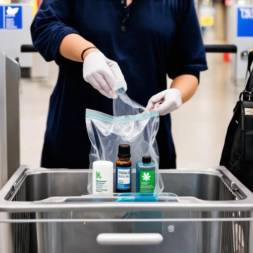 TSA Checkpoint with CBD Oil