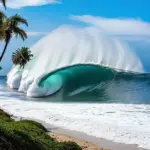 Tsunami Wave Approaching Coastline