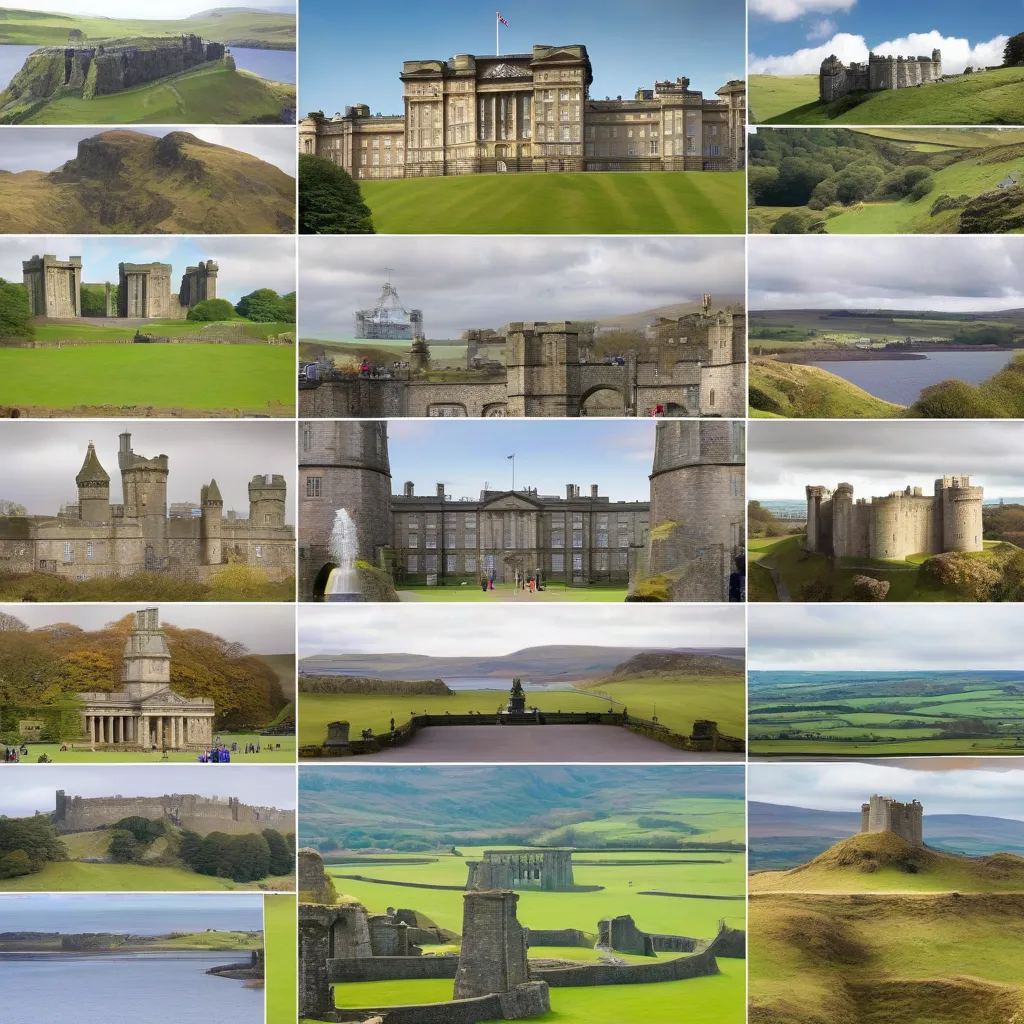 Collage of famous landmarks in the UK 