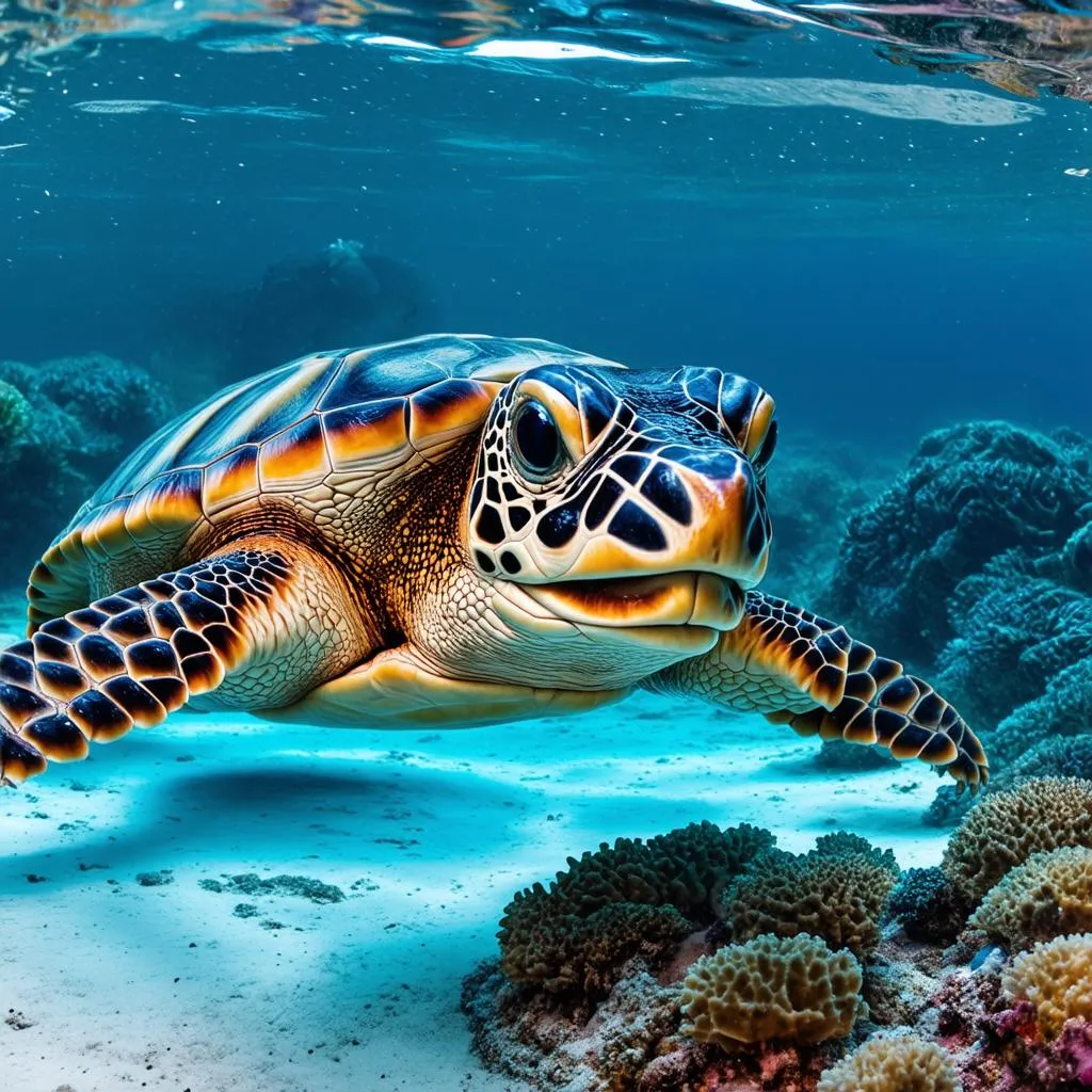 Underwater Photographer with Sea Turtle