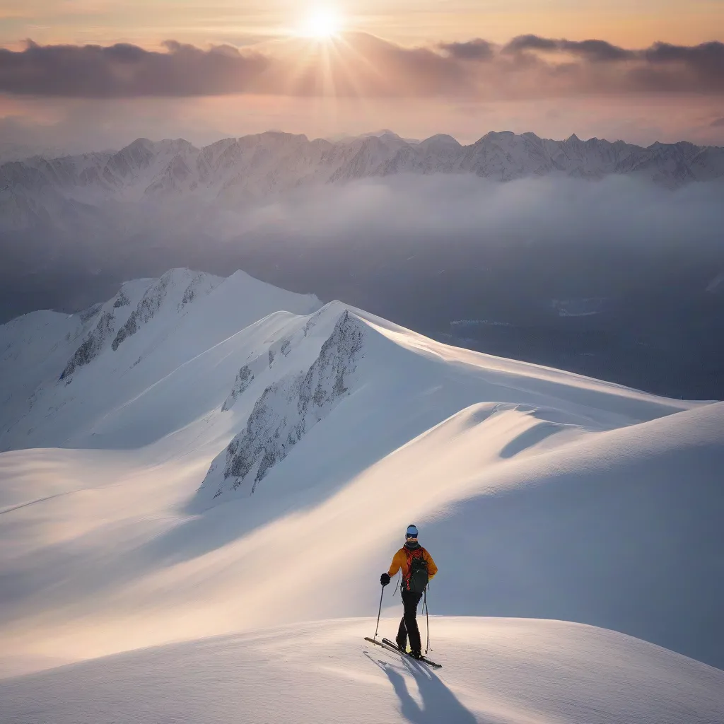 Uphill Skiing at Sunrise