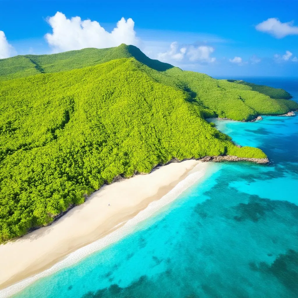 Turquoise waters and white sand beach in the US Virgin Islands