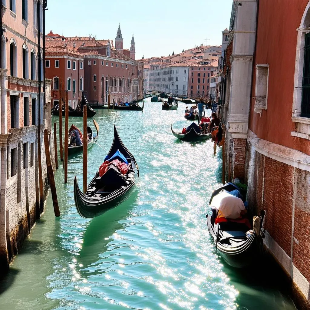 Venice Grand Canal with Gondolas