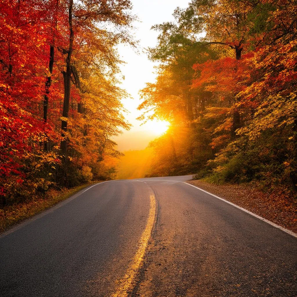 Scenic Route in Vermont During Peak Fall