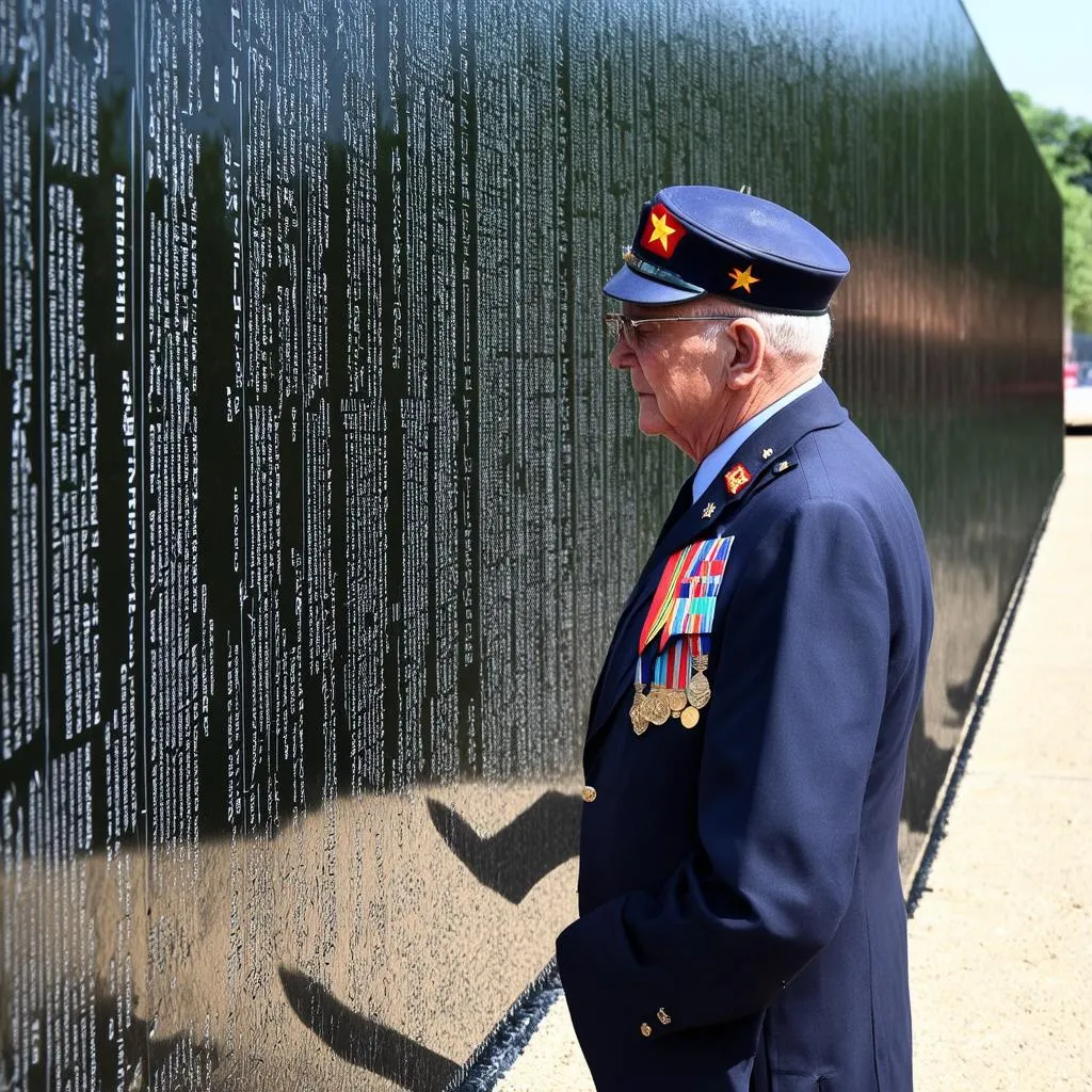 Veteran Reflecting at Wall