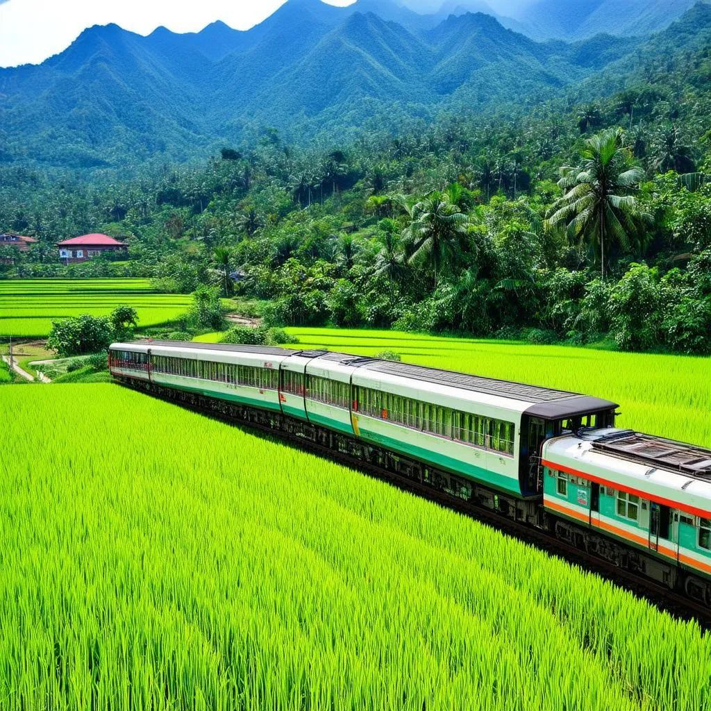 Scenic train journey through Vietnam