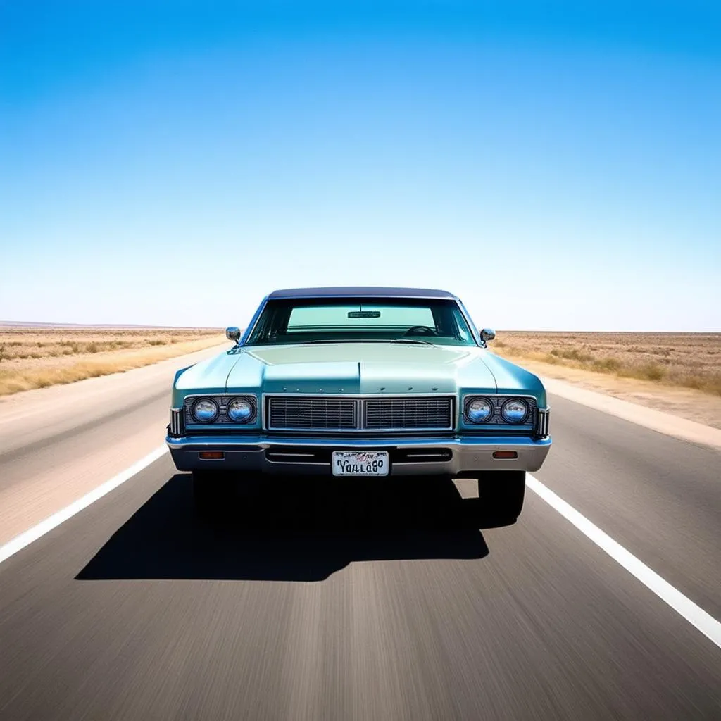 Vintage Car on Desert Road