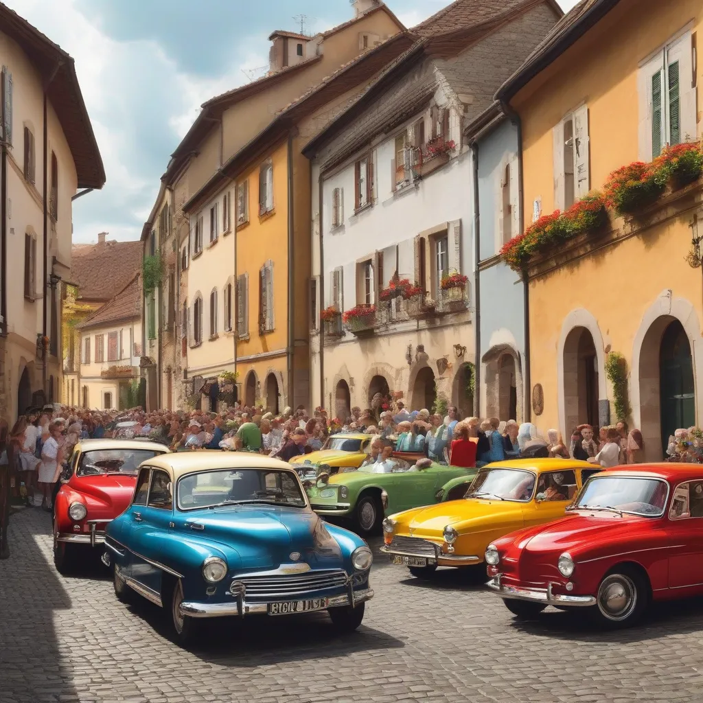 Vintage cars participating in a rally