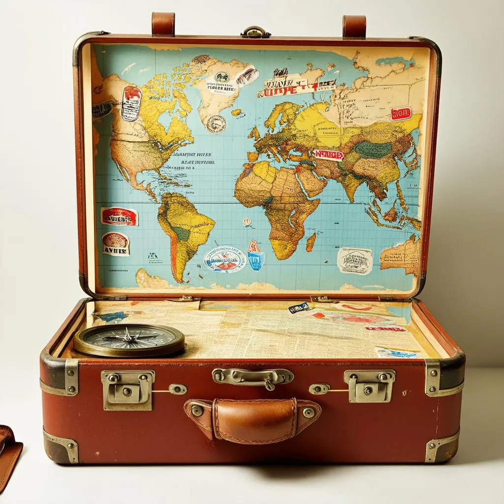 Vintage Luggage and Compass