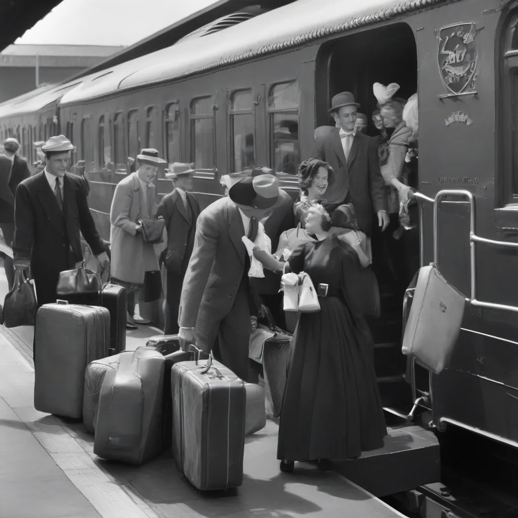 Vintage Luggage on Train Platform