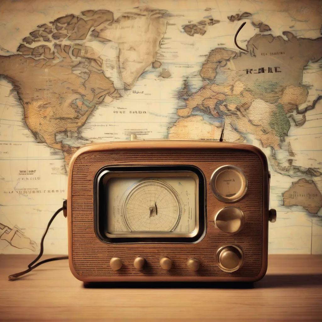 Vintage Radio with World Map