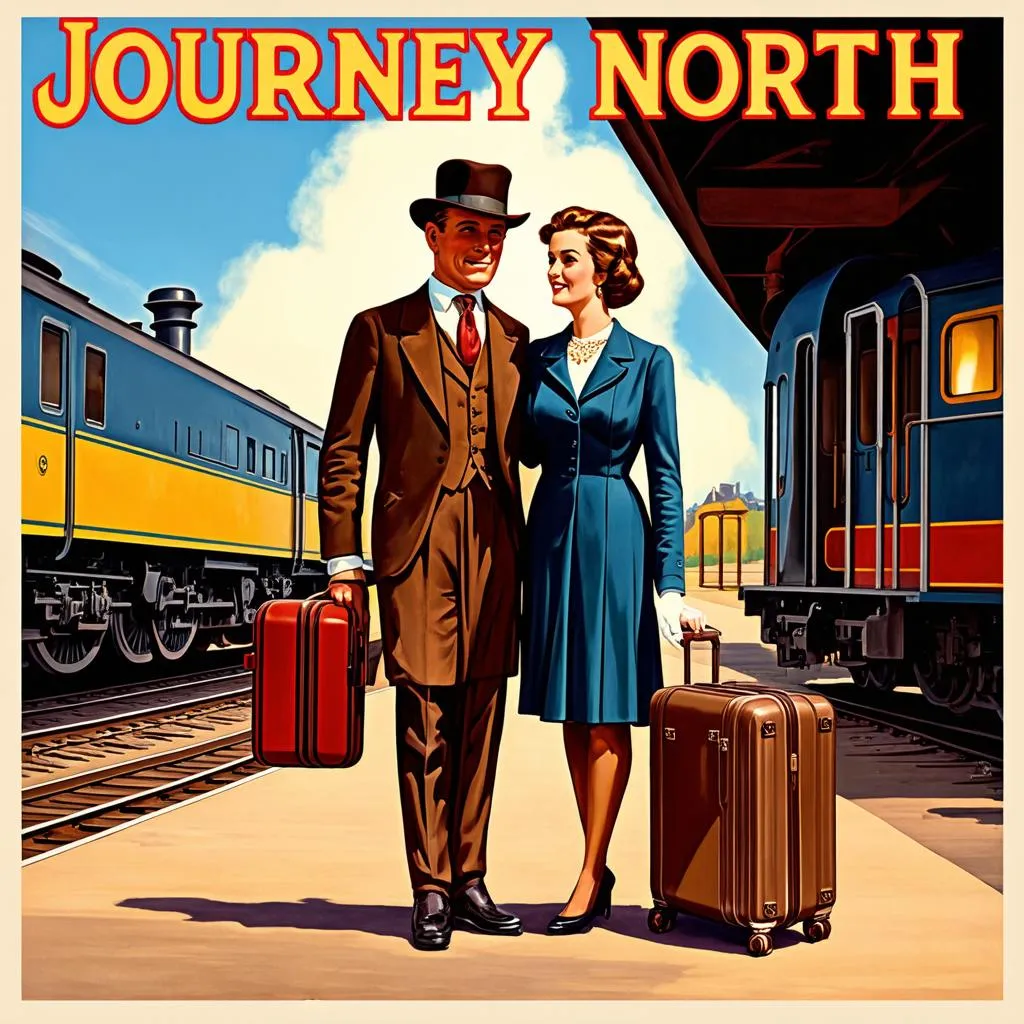 Vintage travel poster advertising a journey north