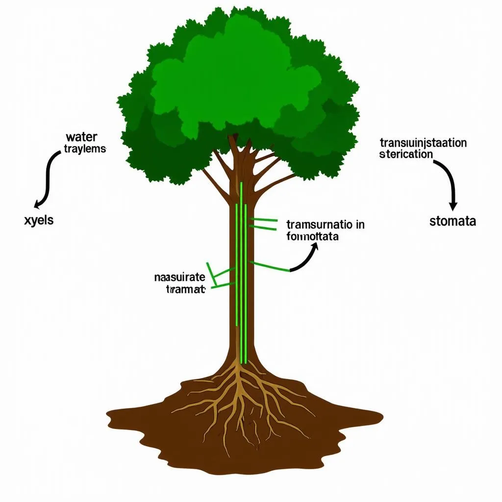 A Diagram of How Water Travels Through a Tree: From Roots to Canopy