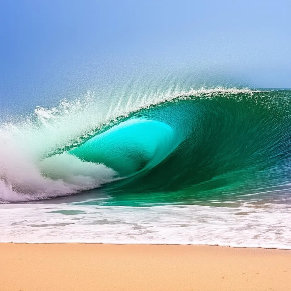 Wave Crashing on Beach