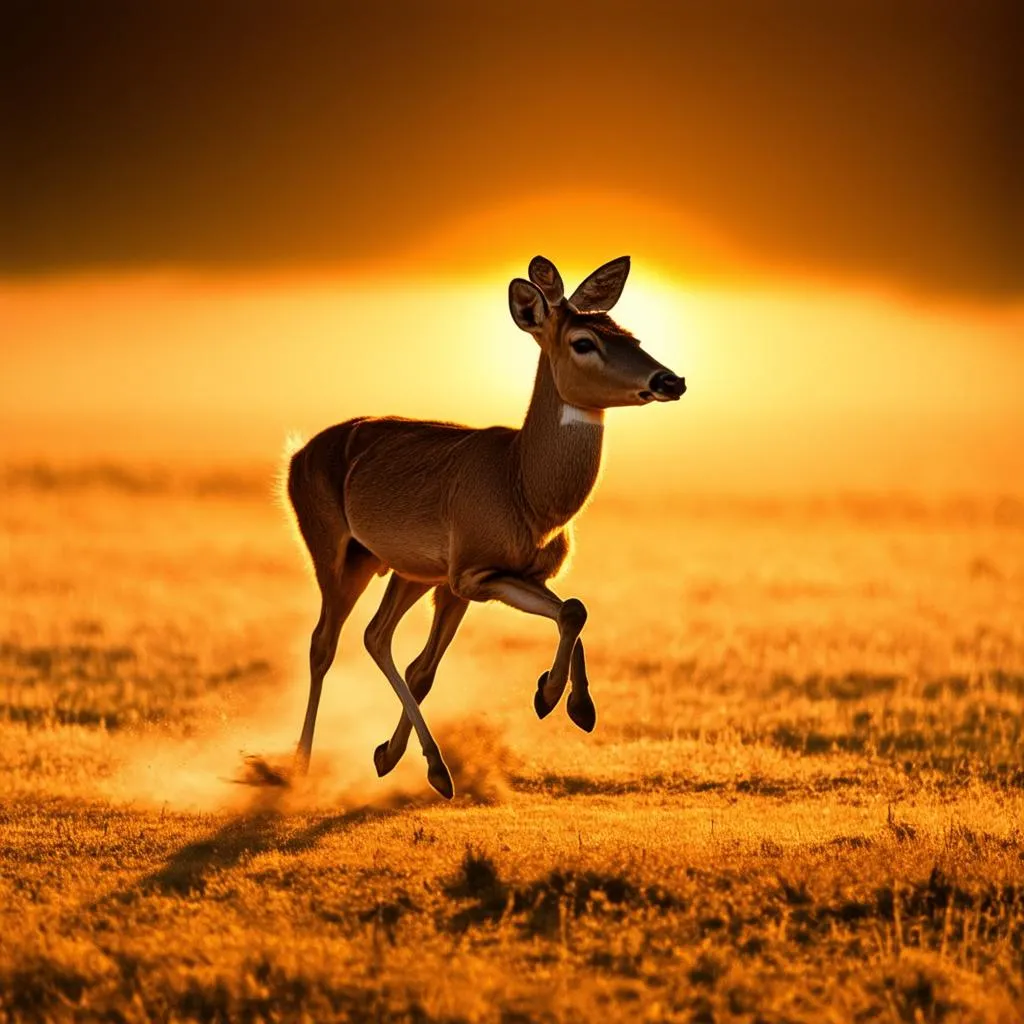 Whitetail Deer Running Through Field