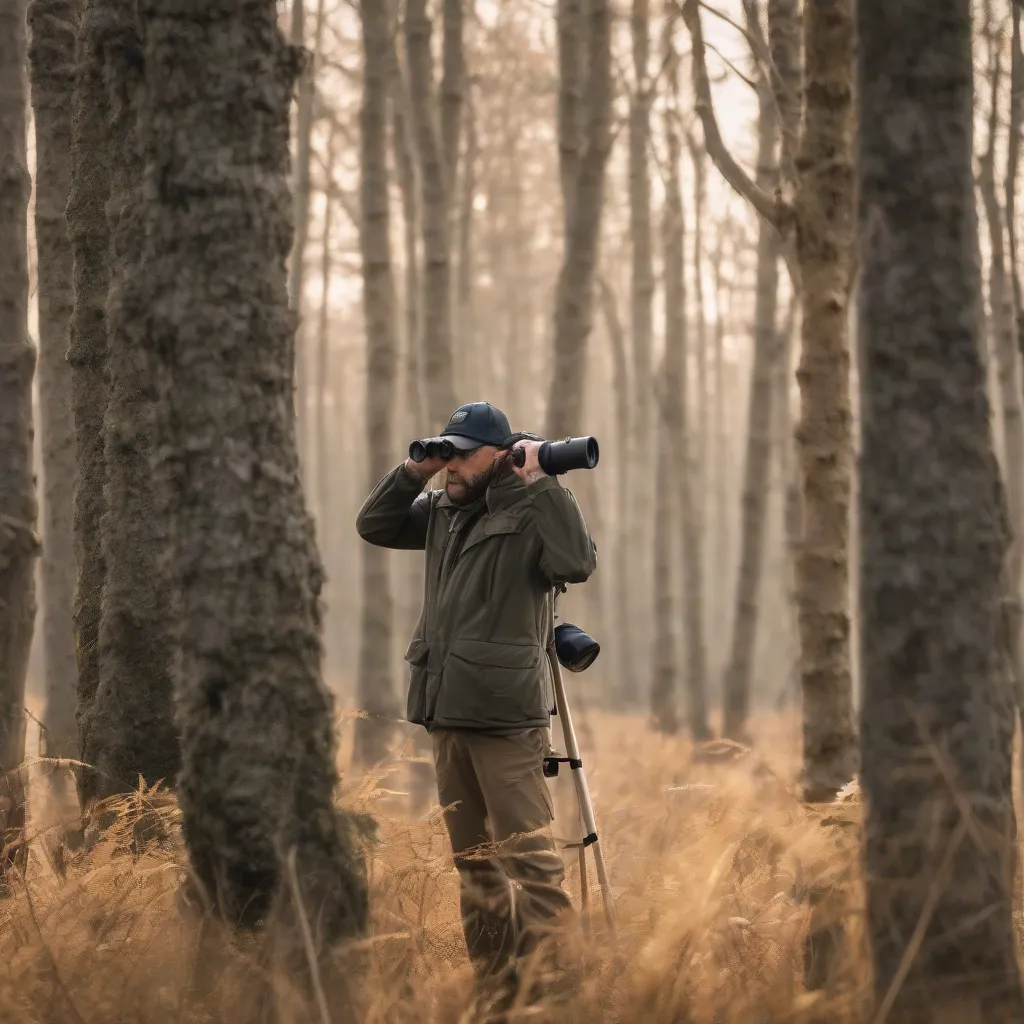 Wildlife Photographer Observing Deer