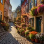 Cobblestone Street Downhill