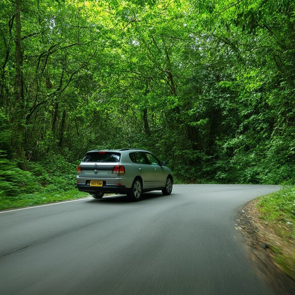 Winding Road Through Forest