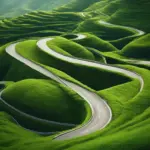 Winding Road Through Green Hills